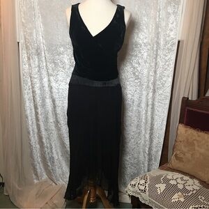 Johnathan Martin Velvet MIdi Dress Drop Waist Silk Size 6 Vintage